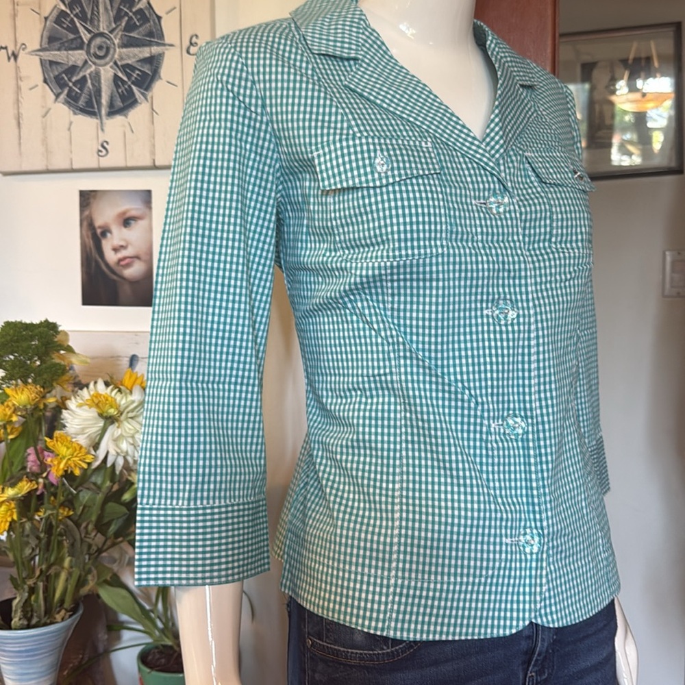NWT northern reflections size small Green Checkered Women's Top blouse
